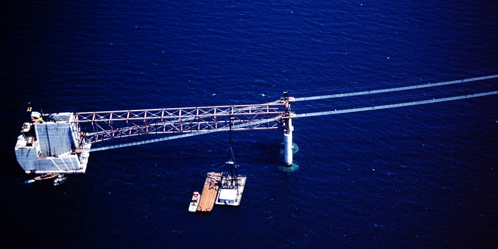 Mackinac Bridge anchorage construction