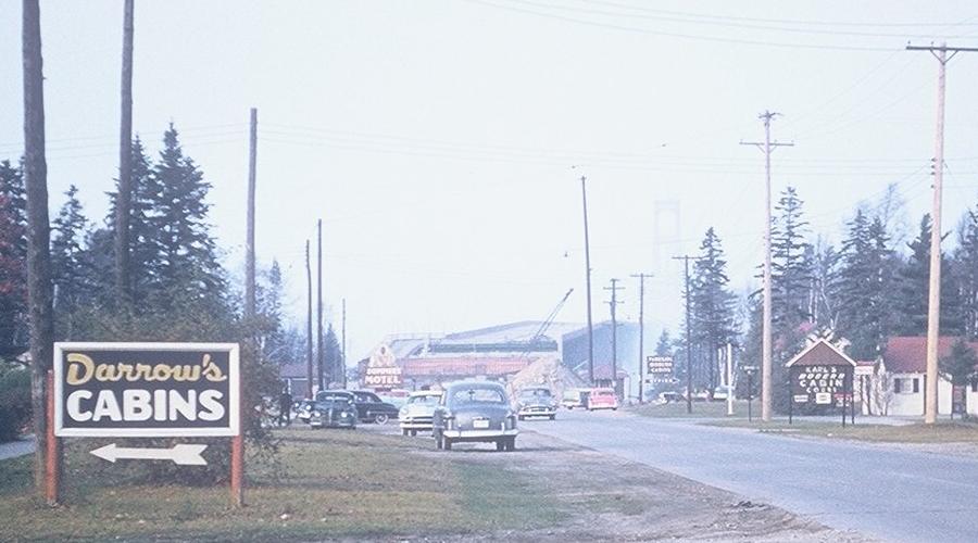 Mackinac Bridge approach under construction in Mackinaw City, Michigan