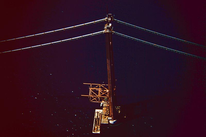 Mackinac Bridge tower being built