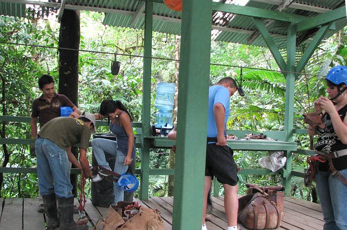 Suiting up for Arenal Canopy Tour