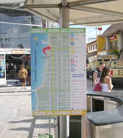 map of Play del Carmen shopping district.