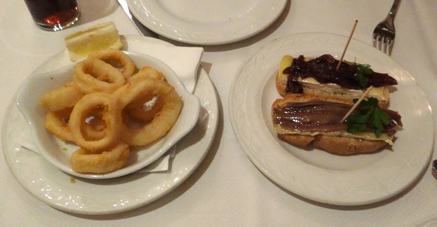 calamari and pintxos at Caf Vergara in Madrid