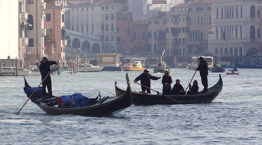 Gondola and traghetto on the Grand Canal