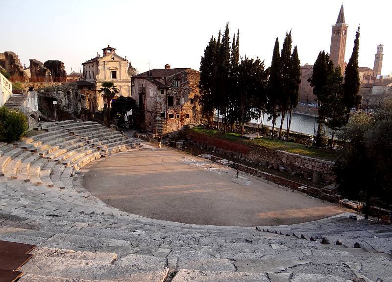 Roman theater and the cavea - Verona, Italy