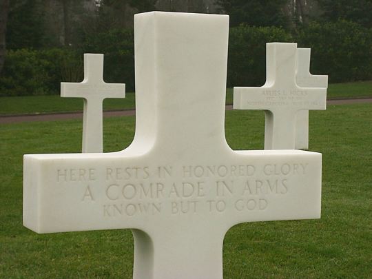 Crosses at the American Cemetary at the American Cemetery at Omaha Beach.