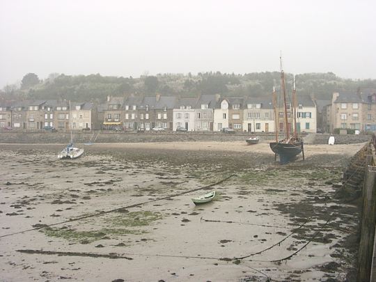 Cancale harbor with the tide out