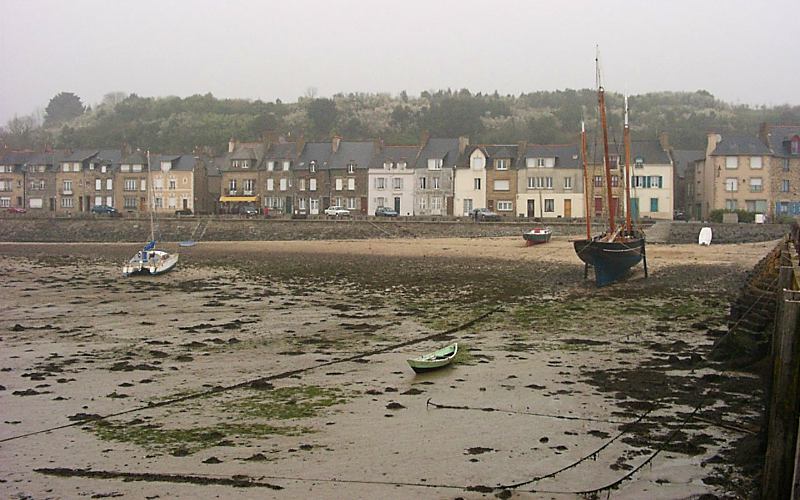 Cancale harbor with the tide out