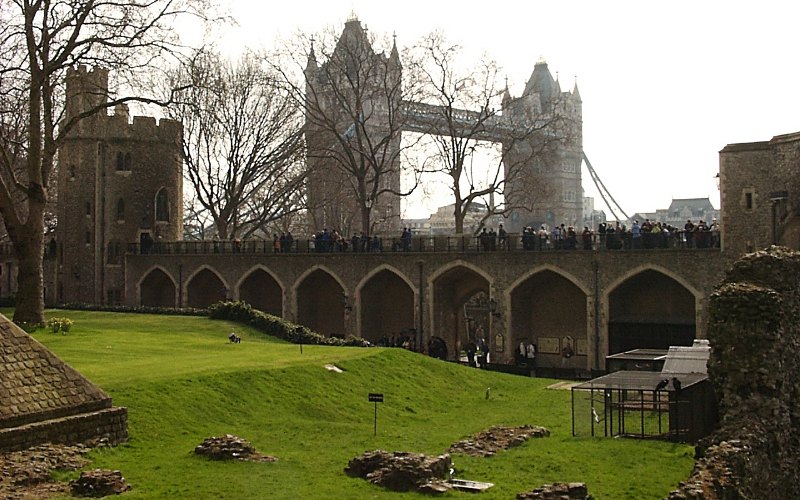 The Tower Bridge as seen from within the Tower of London