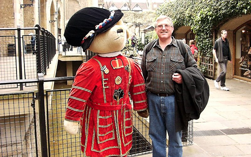 Keith Stokes and beefeater Teddy bear