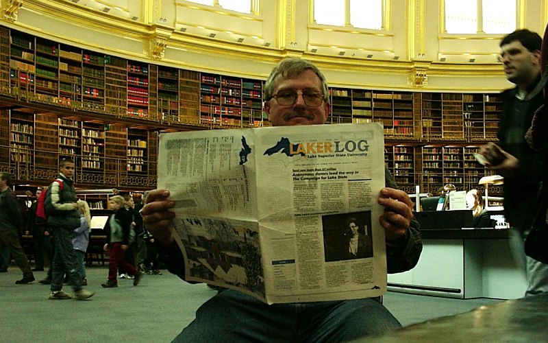 Rading the Laker Log in the Brisish Museum Reading Room