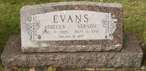 Rebecca Evans, Vernon Evans