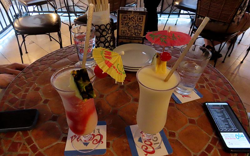Lava Flow and Pina Colada cocktails