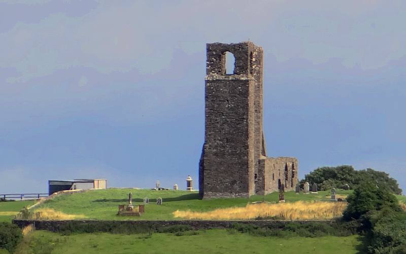 Abandoned Irish stone church and cemetery