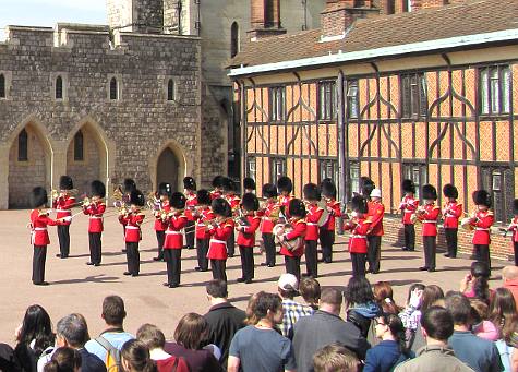 Grenadier Guards military band at the Changing (Mounting) of the Guards at Windsor Castle