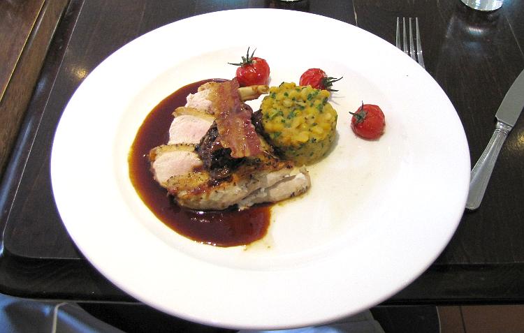 guinea fowl with rosemary jus at Gilbery's Bar and Grill in Eaton, UK