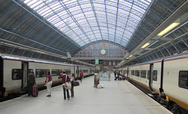 Eurostar train in St Pancras International Rail Station