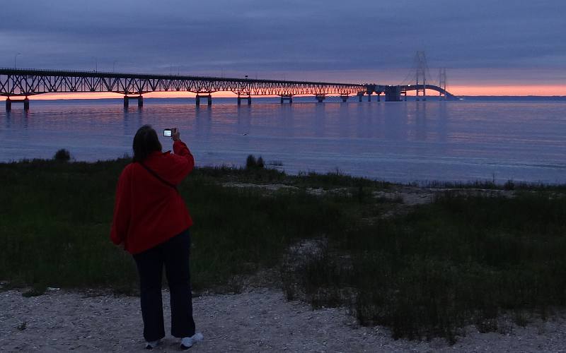 Mackinac Bridge at dusk