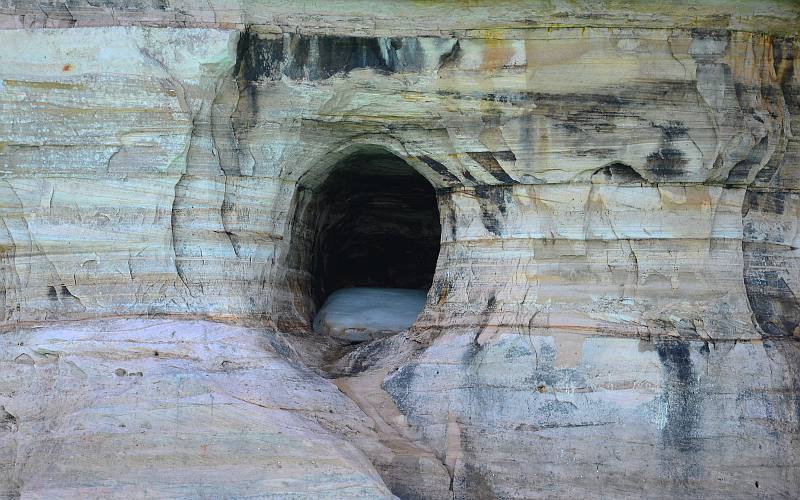 Ice cave pictured rocks