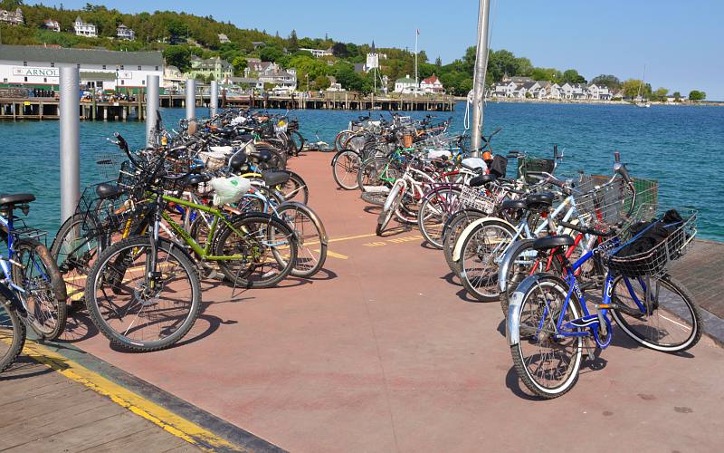 Mackinac Island bicycle parking