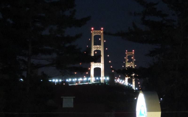 Mackinac Bridge lights a night