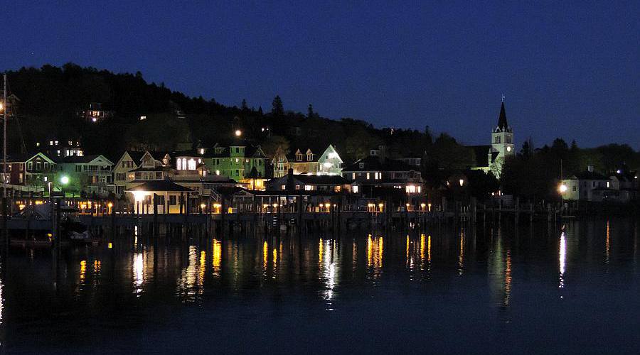 Mackinac Island Harbor at night