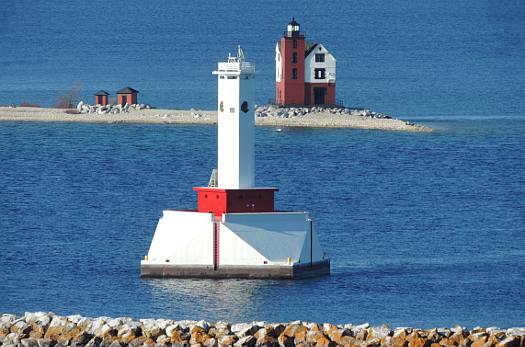 Round Island Lighthouse and Round Island Passage Light - Michigan