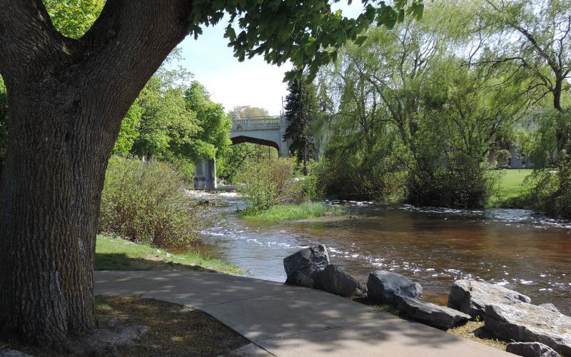 Bear River and the Mitchell Street Bridge - Petoskey, Michigan