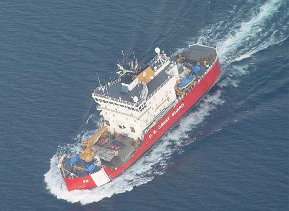 aerial photo of the Coast Guard Cutter Mackinaw