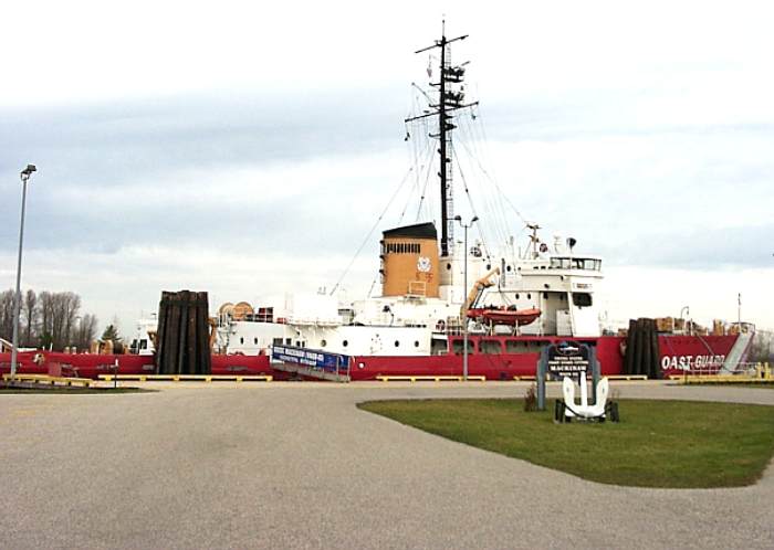 Ice breaker Mackinaw at the Millard D. Olds Memorial Mooring in Cheboygan, Michigan