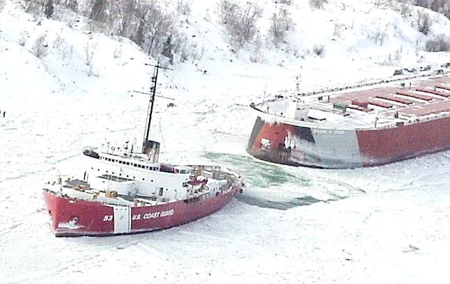 Mackinaw cutting through ice