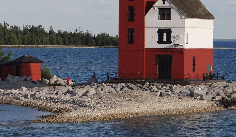Closeup of Round Island Lighthouse