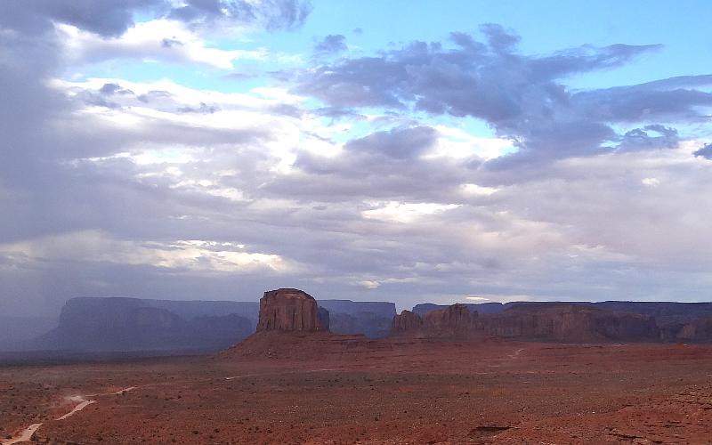 Blue sky over monument valley