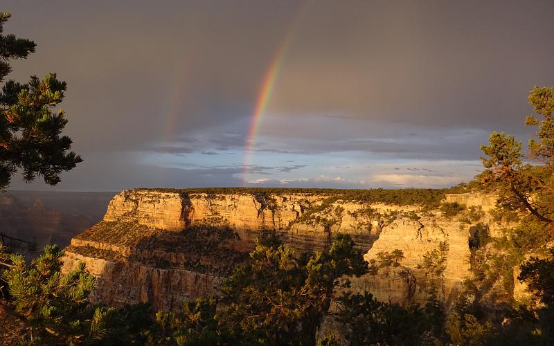 Grand Canyon sunset double rainbow